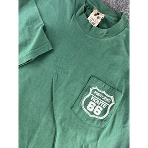 VTG 1994 Route 66 T Shirt XL USA Single Stitch Green Pocket Tee